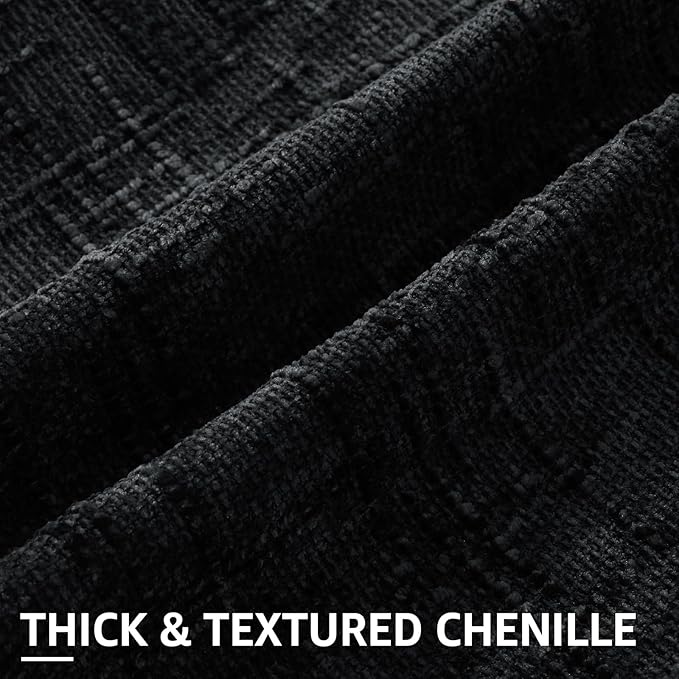decorUhome Black Chenille Throw Pillow Covers 18x18 Set of 2 Textured Soft Cozy Slubby Couch Pillow Covers Modern Farmhouse Boho Decorative Pillow Cases for Bed Sofa Living Room