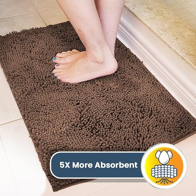 Muddy Mat® | Super Absorbent Door Mat Indoor, Microfiber Quick Dry Chenille Entryway Rug, Non-Slip Front Door Mat, Indoor Mats for Entryway, Machine Washable Pet Rug, Brown 24"x36"