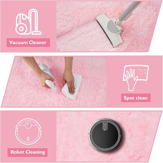 yulidayang Pink Fluffy Round Area Rugs for Bedroom,5'X5'Shag Circle Area Rugs for Girls Room,Non Slip Fuzzy Plush Rug for Kids Room Living Room and Dorm Home Decor Rug