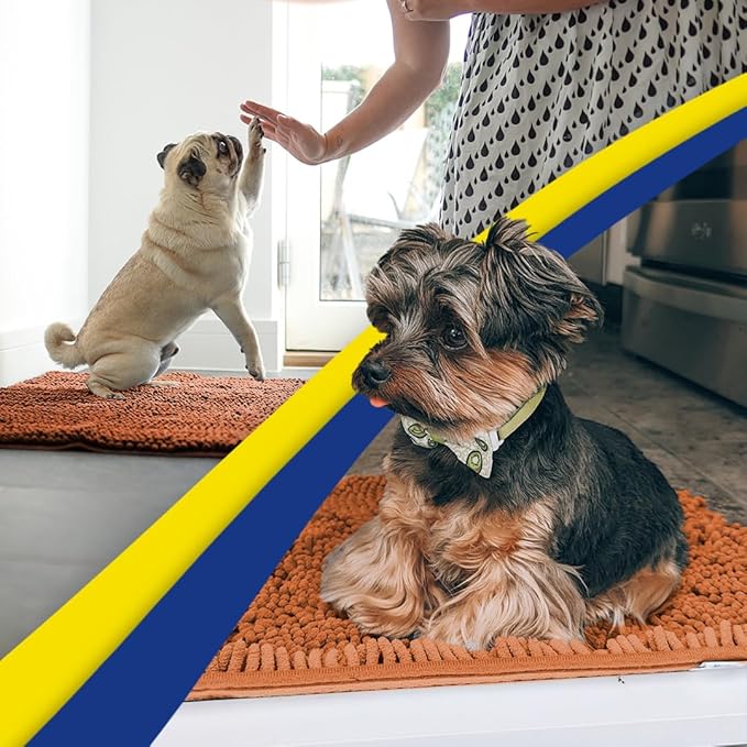 Muddy Mat® | Super Absorbent Door Mat Indoor, Microfiber Quick Dry Chenille Entryway Rug, Non-Slip Front Door Mat, Indoor Mats for Entryway, Machine Washable Pet Rug, Orange XXXL 72"X48"