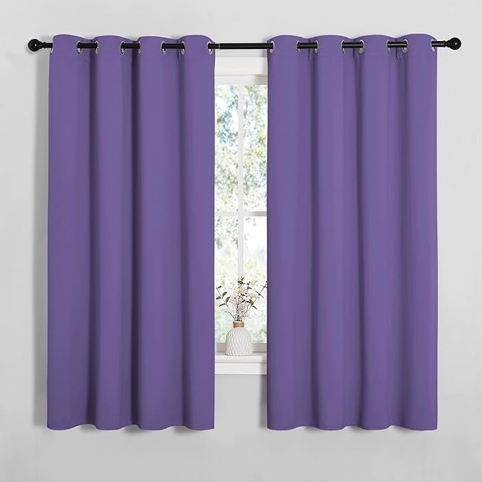 NICETOWN Bedroom Curtain Panels Blackout Draperies, Thermal Insulated Solid Grommet Blackout Curtains/Drapes (Lilac Purple, 1 Pair, 55 by 68-inch)