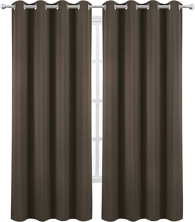 LEMOMO Blackout Curtains 66 x 84 inch/Chocolate Brown Curtains Set of 2 Panels/Thermal Insulated Room Darkening Bedroom Curtains