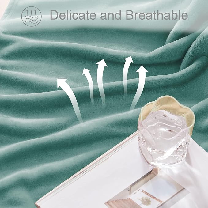 Exclusivo Mezcla Fleece Blanket King Size for Bed, Super Soft and Warm, All Season, Cozy, Plush, Lightweight, 90x104 Inches, Celadon