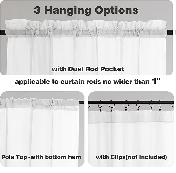 Chyhomenyc Extra Long White Sheer Curtains 108 Inches Long 2 Panels, Light Filtering White Curtains for Living Room, Soft Gentle Voile Rod Pocket Bedroom Window Drapes, 59Wx108L Inch, 9FT, 2PCS