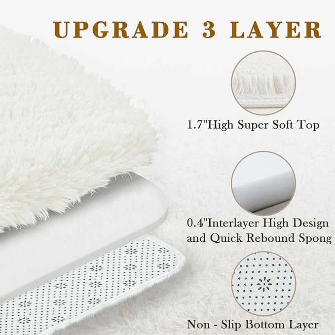 Small Rugs for Bedroom 2x3 Rug, Soft Area Rug for Living Room Dorm, Non Slip Shag Rugs for Girls Boys Bedroom, Soft Kids Carpet, Modern Home Decor Aesthetic(Cream, 2 x 3)