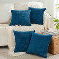 Fancy Homi 4 Packs Teal Decorative Throw Pillow Covers 18x18 Inch for Living Room Couch Bed Sofa, Rustic Farmhouse Boho Home Decor, Soft Striped Corduroy Square Cushion Case 45x45 cm