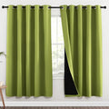 NICETOWN 100% Blackout Window Curtain Panels, Fresh Green, 2 Pieces, 62-inch Wide Per Panel, Full Light Blocking Drapes with Black Liner for Nursery, 72-inch Drop Thermal Insulated Draperies