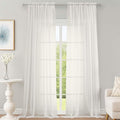 OWENIE Ivory Sheer Curtains 108 Inches Long for Living Room Bedroom 2 Panels Set, Lightweight Airy Ivory Sheer Curtain, Filmy Voile Rod Pocket, 2 PCS, Each 59" W x 108" L