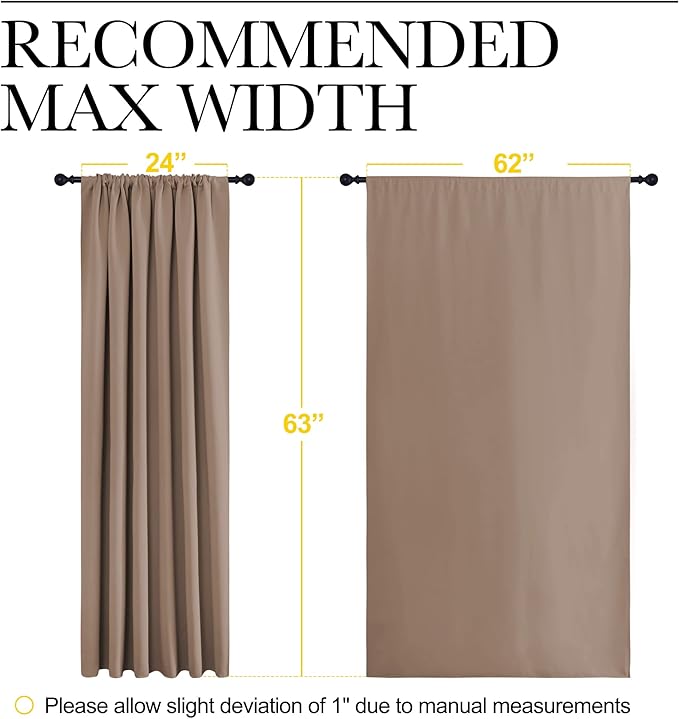 NICETOWN Kids Blackout Curtain Panels - Window Treatment Thermal Insulated Solid Rod Pocket Blackout Drapes for Bedroom (Cappuccino, Set of 2, 62 by 63 Inch)
