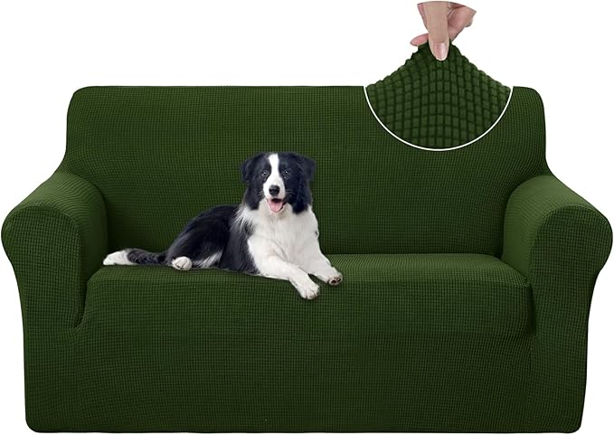 U-NICE HOME Loveseat Cover Stretch Couch Cover Sofa Cover Sofa Slipcover Furniture Protector for 2 Cushion Couch Sofa Pet Friendly(Loveseat, Bronze Green)