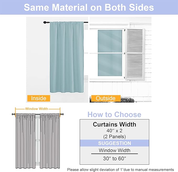 Simplebrand Ava Aqua Blackout Curtains for Bedroom 84 Inch Length 2 Panels Set, Solid Thermal Insulated Privacy Nursery Window Treatment Curtains Blackout Drapes, W40 x L84 Inch, Aqua