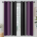 Yakamok Blackout Ombre Purple and Black Curtains for Bedroom, Gradient Room Darkening Curtains, Grommet Thermal Insulated Light Blocking Window Drapes/Curtain for Living Room,52 x 63 Inch,2 Panels