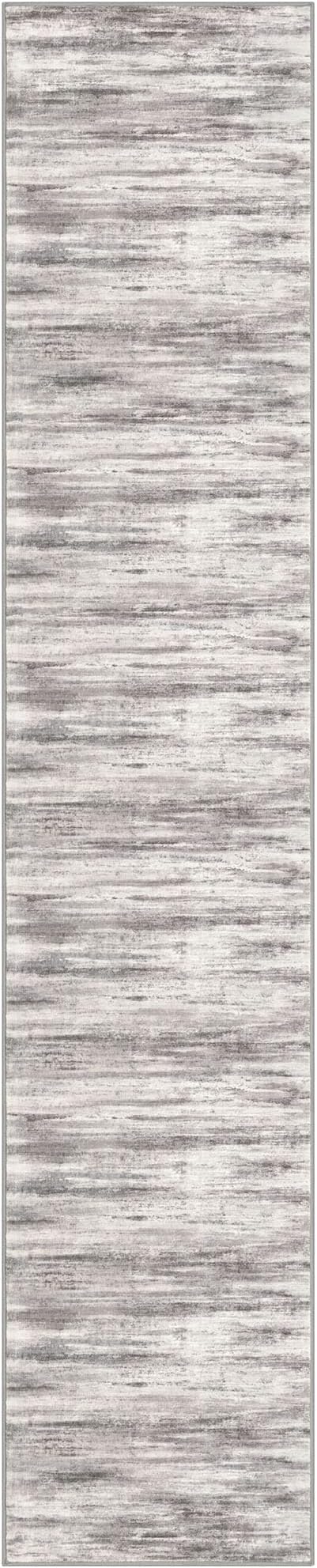 KOZYFLY Modern Abstract Hallway Runner, 2x10 Washable Rug Non-Slip Soft Striped Kitchen Runner Rug, Grey/Light Beige/Brown Print Carpet Runner for Entryway Bathroom
