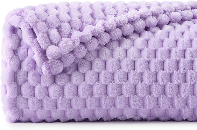 BEDELITE Fleece Blanket - 3D Jacquard Decorative Lavender Throw Blankets for Couch & Bed, Soft and Cozy Warm Plush Fluffy Blanket All Seasons Suitable, 50x70Inches