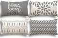 YCOLL Lumbar Pillow Covers 12x20 Set of 4, Modern Sofa Throw Pillow Cover, Decorative Outdoor Linen Fabric Pillow Case for Couch Bed Car，Gray