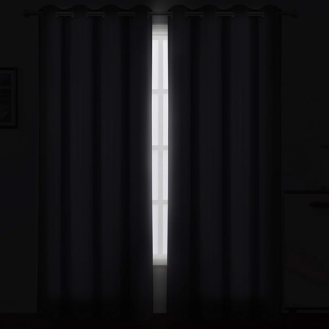 LEMOMO Grey Thermal Blackout Curtains/52 x 95 Inch/Set of 2 Panels Room Darkening Curtains for Bedroom