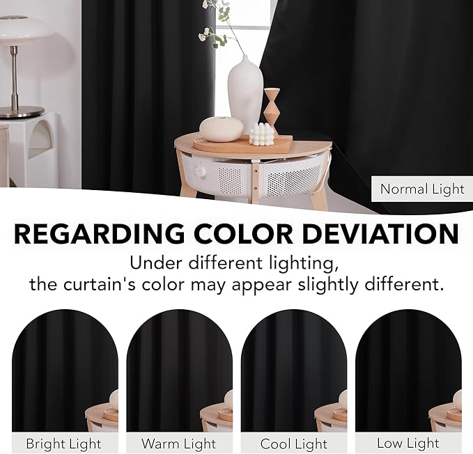 Deconovo Short Blackout Curtains for Small Windows Thermal Insulated Rod Pocket and Back Tab Curtains 42Wx45L Inch Black 2 Panels