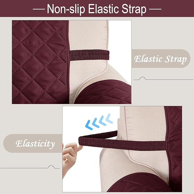 Recliner Chair Covers Reversible Sofa Cover Couch Cover for Pets Lazy Boy Furniture Protector(28''Recliner,Burgundy/Camel)