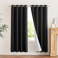 NICETOWN Vintage Open Linen Weave Flax Thermal Curtains, 100% Blackout Curtains 72 inches Long for Dining Room, Soundproof Window Treatment Drapes for Hall Room, Black, 52" Wide Per Panel, Set of 2