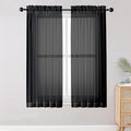 OWENIE Sheer Curtains Living Room 54 inches Long, Rod Pocket Curtain Sheers Bedroom, Light Filtering Voile Panels Drapes Small Window Treatments 2 Panels, 42" W x 54" L, Black