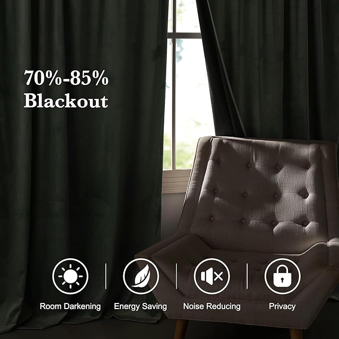 RYB HOME Mint Green Velvet Curtains 102 inches Long, Room Darkening, Floor-Length, Stylish Velvet Drapes with Hook Belt for Nursery Living Room Office, 52" W x L102 L, Auqa