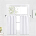 RYB HOME Cafe Curtains 30 inch Length, Short Light UV Heat Blocking Energy Saving Privacy Curtain Tiers for Basement Bathroom Kitchen Window, Width 29 by Length 30, Pure White, 2 Panels