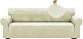 ZNSAYOTX 1 Piece Jacquard Couch Covers for 3 Cushion Couch High Stretch Sofa Cover for Pets Dogs Anti Slip Extra Large Sofa Slipcovers Furniture Protector (X-Large,New Pattern Light Beige)