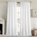 MIULEE White Linen Curtains 90 Inch Long 2 Panels for Bedroom Living Room, Soft Thick Linen Textured Back Tab Window Drapes Semi Sheer Light Filtering Rod Pocket Modern Farmhouse Decor