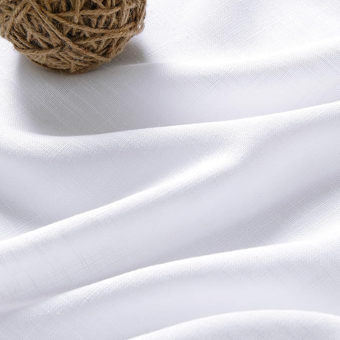Snow White Linen Curtains 102 Inches Long for Living Room Light Filtering Semi Sheer Curtain Back Tab Luxury Neutral Modern Farmhouse Decor Floor to Ceiling Neutral Drapes for Bedroom 52x102,2 Panels