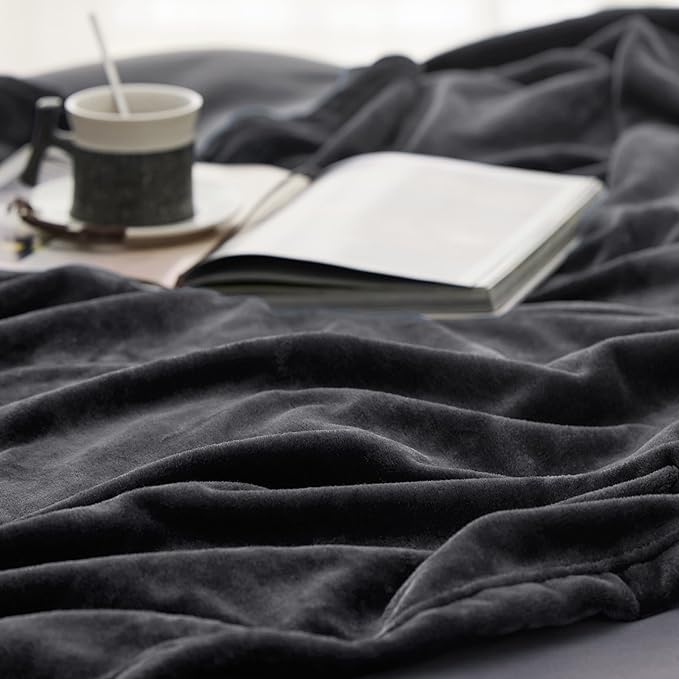Bedsure GentleSoft Twin XL Fleece Blanket Dorm Bedding - Lightweight Soft Cozy Blankets for Bed, Sofa, Couch, Travel, Camping, Charcoal, 66"x90"