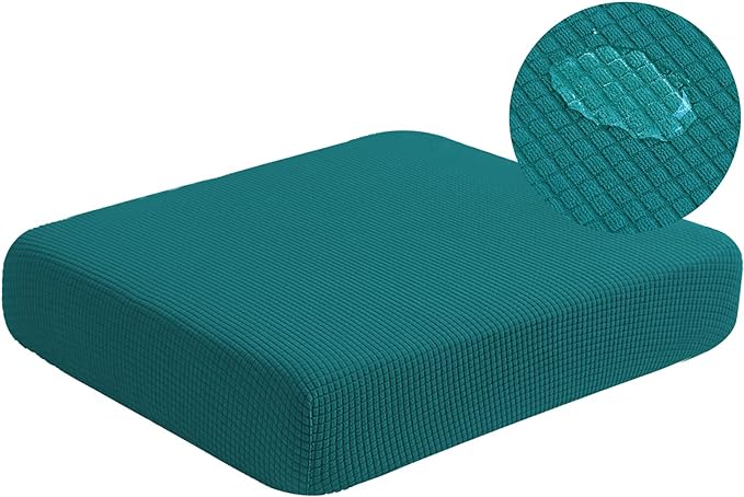 Water Repellent Sofa Cushion Covers, Stretch Sofa Seat Slipcover Furniture Protector for Sofa Pets with Elastic Bottom (Large, Dark Teal)
