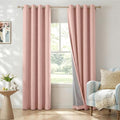 100% Blackout Shield Linen Blackout Curtains for Bedroom, Blush Pink Grommet Curtains for Living Room, Thermal Insulated Room Darkening Drapes for Nursery, Boho Home Decor, 50" W x 72" L, 2 Panels