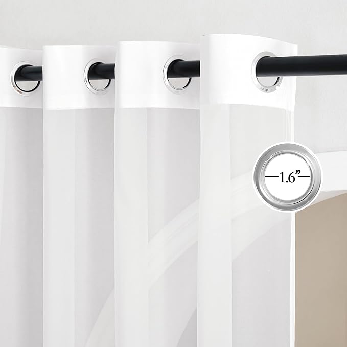 NICETOWN Sheer Curtain Panels Grommet - Ivory Voile Sheer Window Curtains for Bedroom/Living Room, 2 Pieces, 54 Wide x 63-inch Length