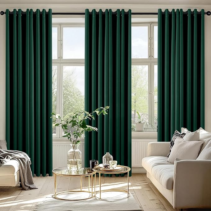 MIULEE Hunter Green Blackout Curtains for Bedroom Living Room 84 Inches Long 2 Panels, Thermal Insulated Room Darkening Drapes Solid Grommet Noise Reduction Light Blocking Window Treatments 50x84 Inch