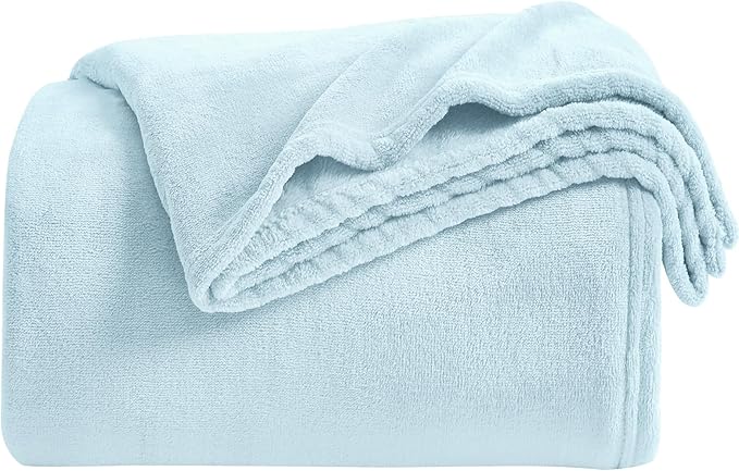 KMUSET Fleece Blanket Twin Size Mist Blue Lightweight Super Soft Cozy Fuzzy Bed Blankets Microfiber Factory Shop