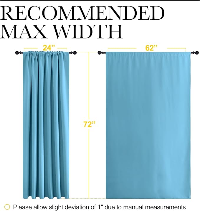 NICETOWN 2 Panels Blackout Curtains, Rod Pocket Window Curtains Room Darkning Drapes for Bedroom/Living Room, Thermal Insulated Solid Draperies for Home Office/Study, 62 by 72-Inch, Teal Blue