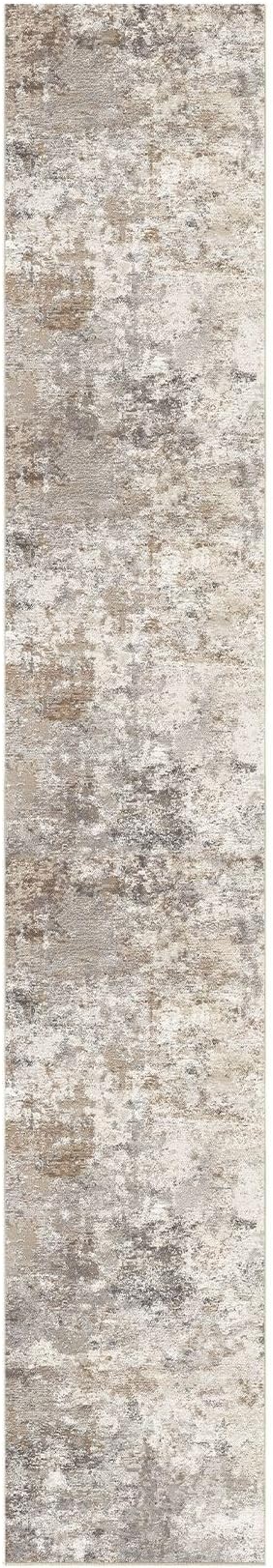 UERMEI 3X16 Washable Runner Rug for Hallway: Soft Neutral Modern Abstract Area Rug - Non-Slip Low Pile Long Throw Indoor Carpet for Kitchen Entryway Kitchen Bedroom Laundry - Brown Grey