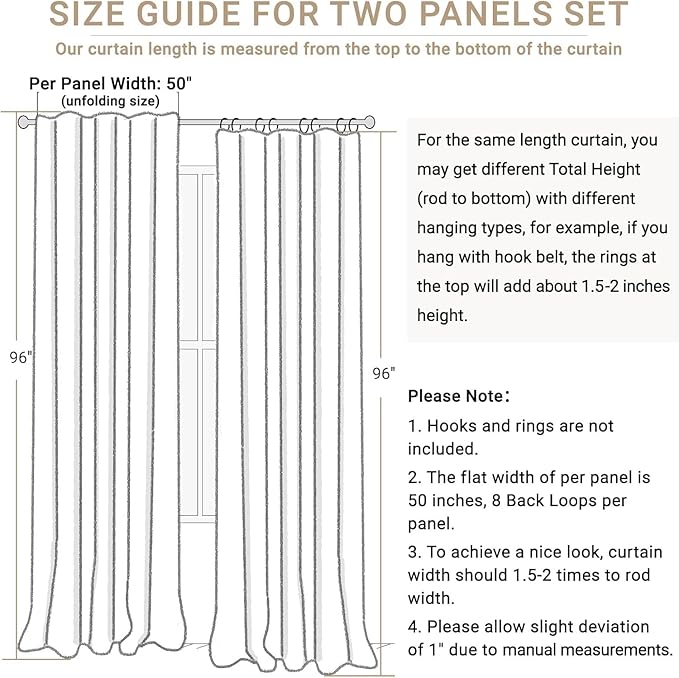 100% Blackout Shield Creamy Peach Linen Blackout Curtains for Bedroom 84 Inches Long, Back Tab/Rod Pocket Living Room Drapes, Thermal Insulated Blackout Curtains 2 Panels Set, 50" W x 84" L