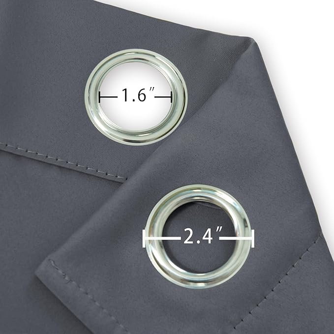 LEMOMO Blackout Curtains 40 x 63 inch/Grey Curtains Set of 2 Panels/Thermal Insulated Room Darkening Bedroom Curtains