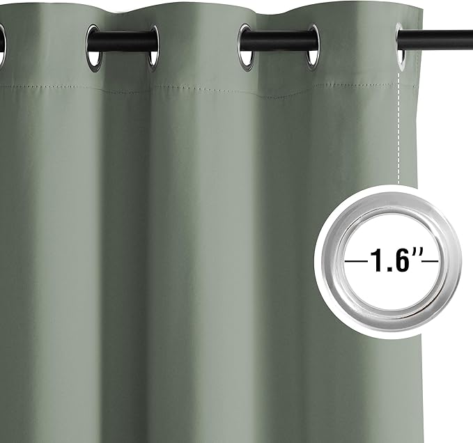 NICETOWN Room Darkening Draperies Curtains Panels, 2 Panels Sage Green W52 x L102