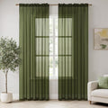 MIULEE 2 Panels Solid Color Sheer Window Curtains Elegant Window Voile Panels/Drapes/Treatment for Bedroom Living Room (54X54 Inches Olive Green)