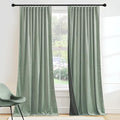 RYB HOME Auqa Velvet Curtains 84 inches Long, Room Darkening, Floor-Length, Stylish Velvet Drapes with Hook Belt for Coastal Nursery Living Room Office, 52" W x L84 L