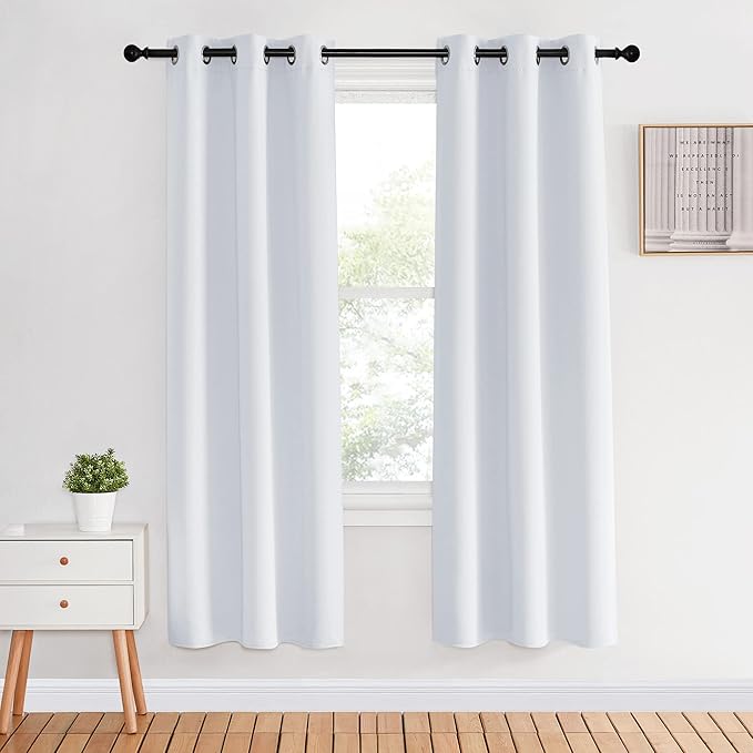 NICETOWN White Room Darkening Draperies and Curtains, Set of 2, 34 by 70 Inch, Home Fashion Energy Saving Grommet Top Room Darkening Drape Panels for Bedroom