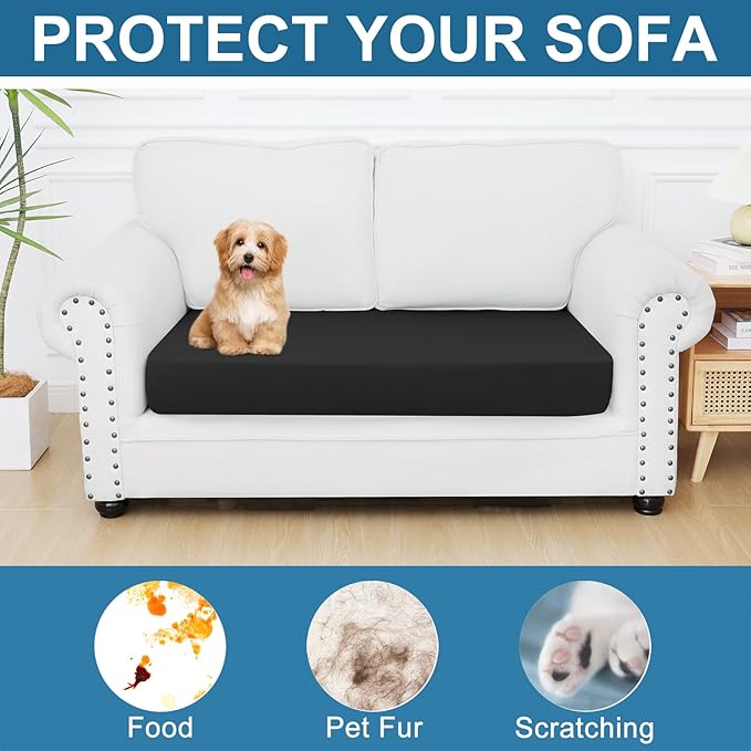 Smiry Printed Couch Cushion Covers, Stretch Soft Couch Covers for Sofa, Washable Non-Slip Sofa Slipcover Furniture Protector for Indoor and Outdoor (Medium, Black)