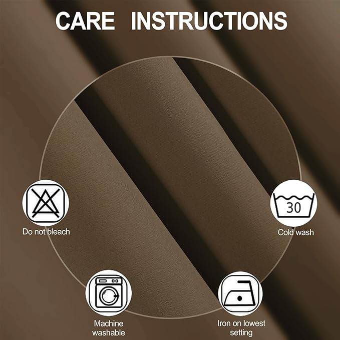 LEMOMO Brown Blackout Curtains 52 x 63 Inch Length/Set of 2 Curtain Panels/Thermal Insulated Room Darkening Curtains for Bedroom and Living Room