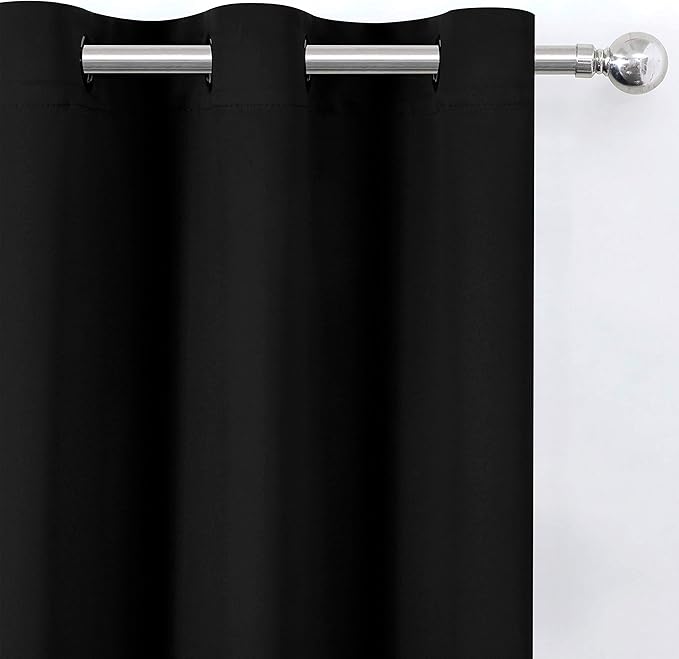 LEMOMO Black Blackout Curtains 34 x 54 Inch Length/Set of 2 Curtain Panels/Thermal Insulated Room Darkening Blackout Curtains for Bedroom