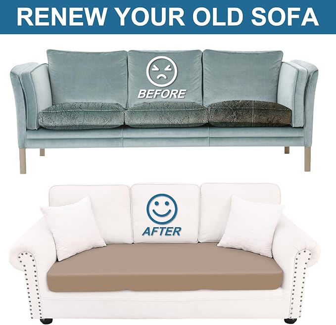 Smiry Printed Couch Cushion Covers, Stretch Soft Couch Covers for Sofa, Washable Non-Slip Sofa Slipcover Furniture Protector for Indoor and Outdoor (Medium, Mocha)