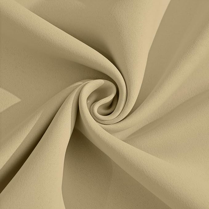 Yakamok Soft and Smooth Beige Curtains for Bedroom - Grommet Thermal Insulated Room Darkening Curtains for Living Room, Set of 2 Panels (38 x 54Inch, Beige)
