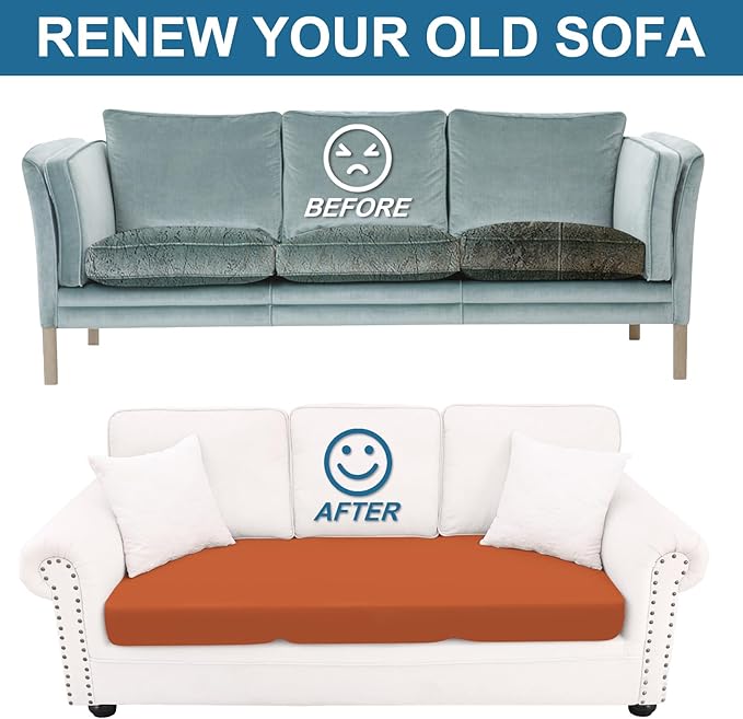 Smiry Printed Couch Cushion Covers, Stretch Soft Couch Covers for Sofa, Washable Non-Slip Sofa Slipcover Furniture Protector for Indoor and Outdoor (1 Pack, Rust)
