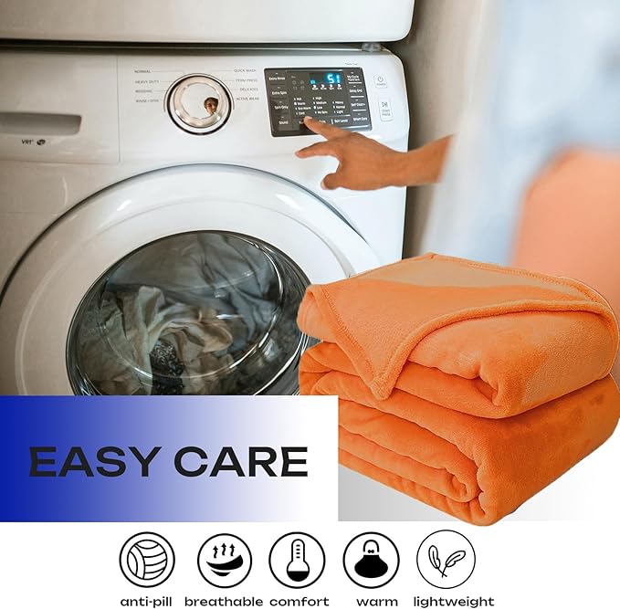 JIAHANNHA Orange Throw Blanket Fleece Blanket 60"x80",Super Soft Cozy Plush Throw Blanket for Couch Sofa Bed,Warm and Lightweight Velvet Bed Blankets for Adults